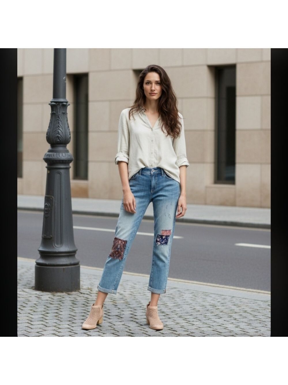 Anthropologie Pilcro Denim Patchwork Slim Boyfriend Jeans
